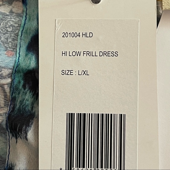 True Colours La Moda Blue Cat Hi Low Frill Maxi Cover Up Dress - Picture 9 of 11